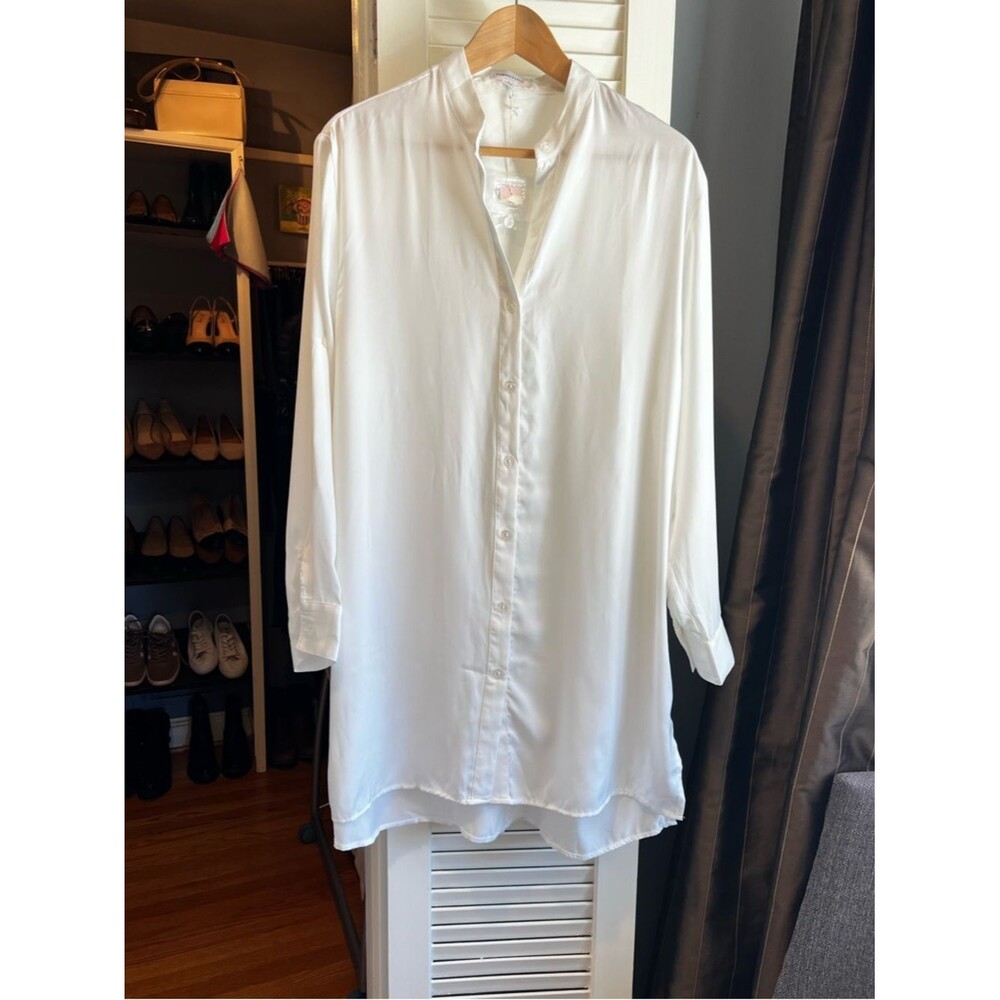 Summersalt Silky Luxe Short Effortless Shirtdress Cover-Up in Cloud White